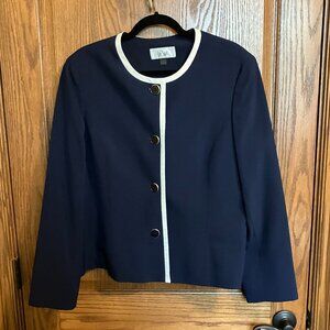 Le Suit Navy & White Blazer Size 16